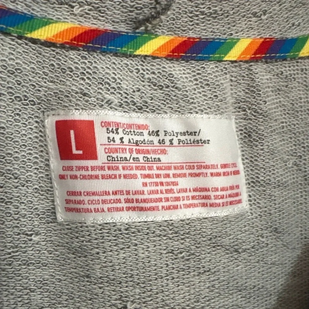 Men's Gray Zip Hoodie Sweatshirt with 'Love Is Love' Accent